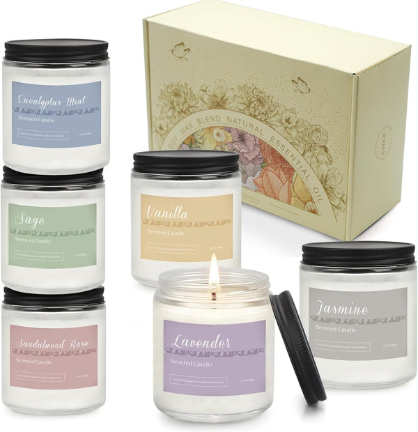 Scented Candles Gift Set for Women, 6-Pack Aromatherapy Candles for Home9