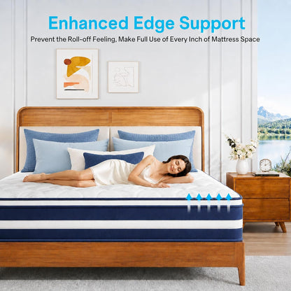 12 Inch Full Mattress, Hybrid Coil and Gel Memory Foam for Back Pain, Medium Firm Bed-In-A-Box with Certipur-Us Foam7