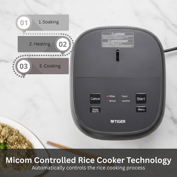 JBT-B10U-KY 5.5 Cup (Uncooked) Micom Rice Cooker and Warmer with Non-Stick Ceramic Coated Inner Pot and 4 Auto-Cook Settings, Black4