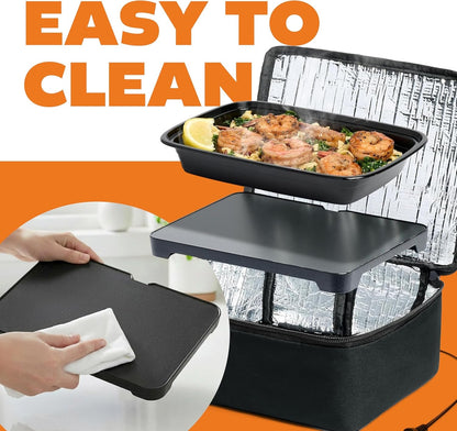 Mini Heated Lunch Box- Portable Electric Food Warmer for Men and Women - Great for Work, Office, and Construction - Cook, Reheat, and Eat on the Go - 120V - Black5