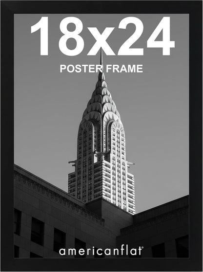 18X24 Poster Frame - Black Engineered Wood with Polished Plexiglass - Wide Picture Frame for Vertical or Horizontal Wall Display - Epic Collection - Black1