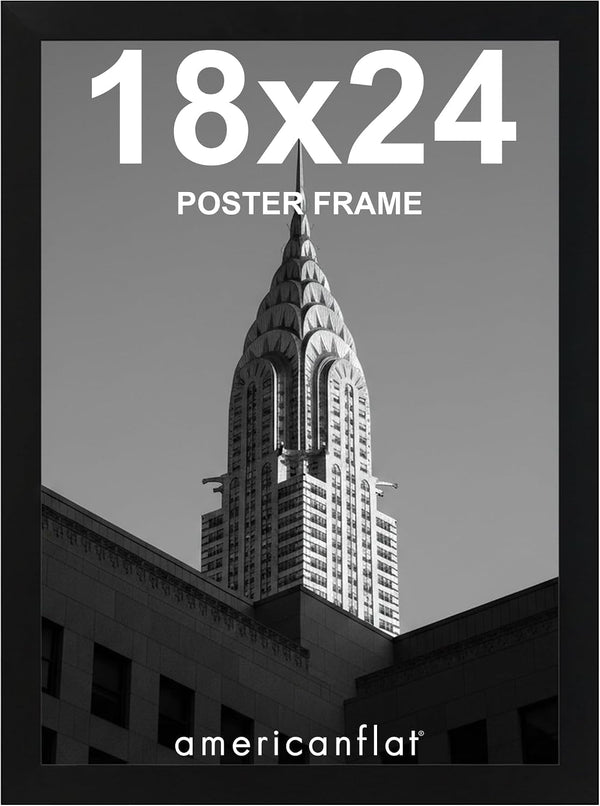 18X24 Poster Frame - Black Engineered Wood with Polished Plexiglass - Wide Picture Frame for Vertical or Horizontal Wall Display - Epic Collection - Black1