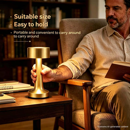 Portable LED Table Lamp, 3-Levels Brightness Metal Desk Lamp,3 Color Touch Control Rechargeablelamp, Ideal Bedside Lamp for Nightstand, Bedroom,Living Room (Light Golden)5
