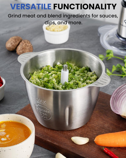 Food Processor, 10 Cup Electric Food Chopper, 600W Meat Grinder | Sharp Stainless Steel Blades Chop Meat, Vegetables, Onions and Baby Food, Stainless Steel Bowl, Compact and Easy to Clean6