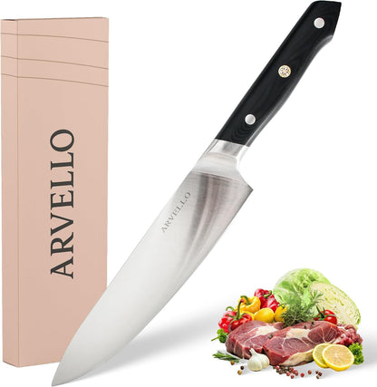 8-Inch Chef Knife- Full Tang- German High Carbon Stainless Steel- G10 Handle with Three Rivet, Multipurpose Kitchen Knife1