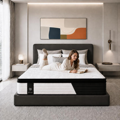 Twin 10 Inch Black and White Hybrid Mattress in a Box, Medium Feel Mattress with Cooling Gel Memory Foam, Latex and Pocket Springs4