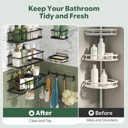 6 Pack Shower Caddy Adhesive, Rustproof Shower Shelves5