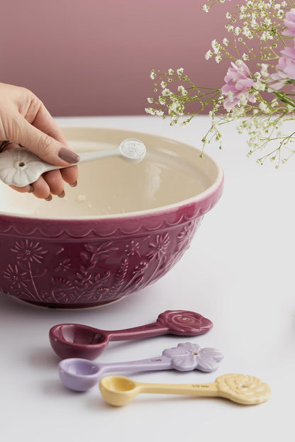 in the Meadow S18 Mixing Bowl, 2.85 Quart Mixing Bowl, Embossed Floral Daisy Design, Durable Ceramic Bowl for Baking Bread Dough, Cake Batter, Cookies & Kitchen Serving Bowl5