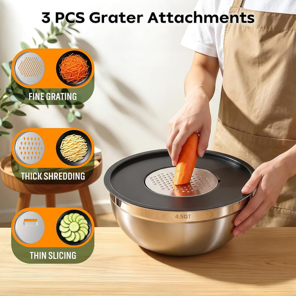 Stainless Steel Mixing Bowls with Lids Set & Colander(6Pcs)4