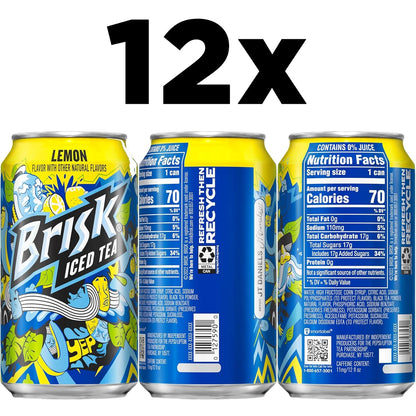 Brisk Lemon Iced Tea, 12 Fl Oz Cans (Pack of 12)3