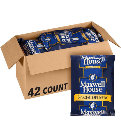 Ground Coffee, 42 per Case, Special Delivery, 1.2 Oz. Pkts | Smooth Medium Roast Coffee, Mild Acidity, 100% Pure Coffee, No-Mess Filter Packs for 10-12 Cup Coffee Makers, Kosher1