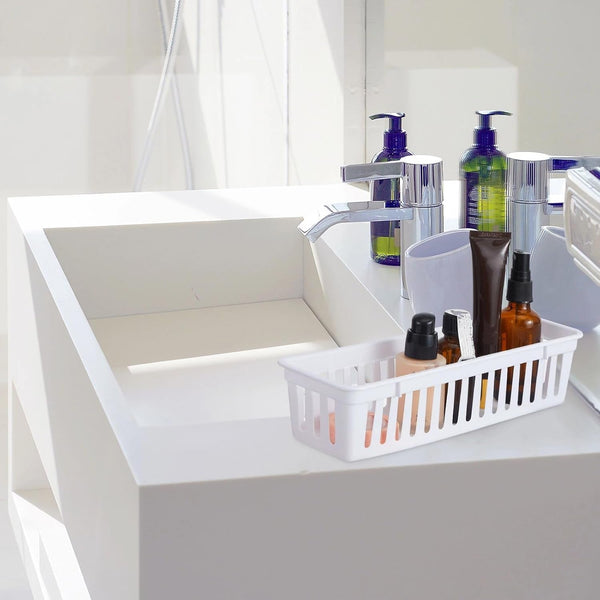 12 Pack Slim Plastic Storage Basket Tray Organizer, White6