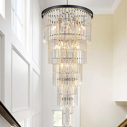 Large Black Chandelier Light Fixtures - 37 Lights, Modern Crystal Chandeliers for Hotel, Lobby, Foyer, Entrance Hall, Staircase1