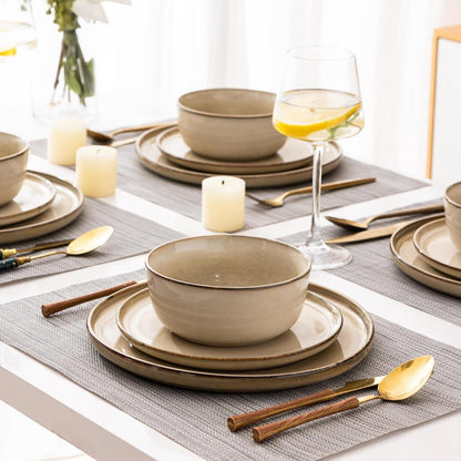 Dinnerware Sets for 8, 32 Pieces Ceramic Plates and Bowls Set7