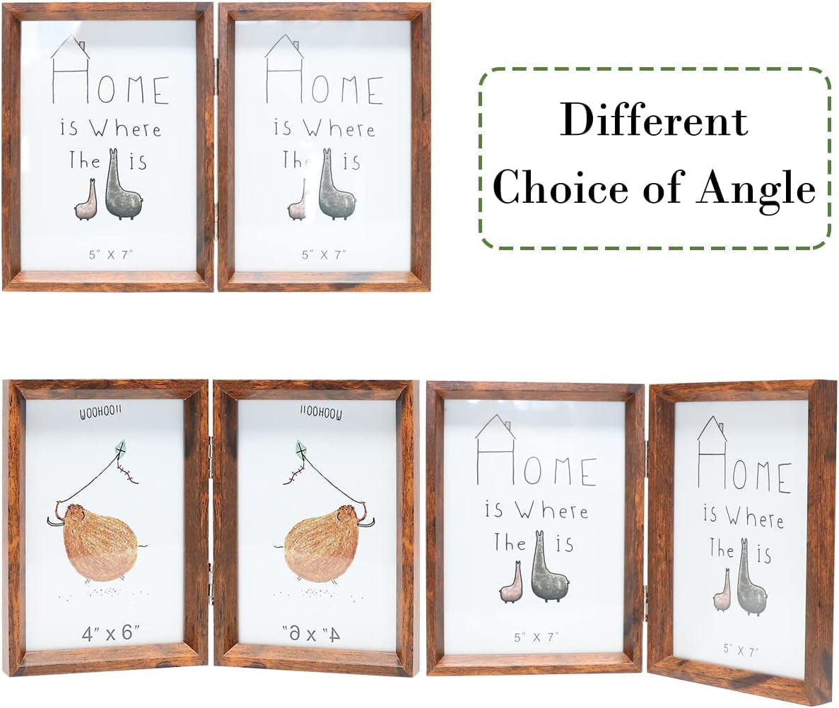 5x7-double-picture-frame-rustic-brown-wooden-photo-frame