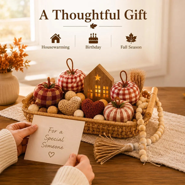 Cozy Decor Set for Home, Fall Decor with LED House & Woven Basket | Ready-To-Style Decor Set Cozy & Warm8