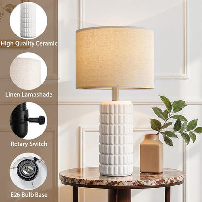 23" Modern Ceramic Table Lamps Set of 2, Lamps for Bedroom, White | Lamps for Living Room, Bedroom, Bedside, Night Stands, End Table, Desk, Farmhouse Home Decor5