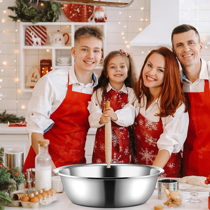 2 Pieces Large Mixing Bowl Stainless Steel Oversized All Purpose Steel Bowl Metal Bowl for Serving Baking Marinating for Home Cooking or Commercial(14.46 Quarts)7