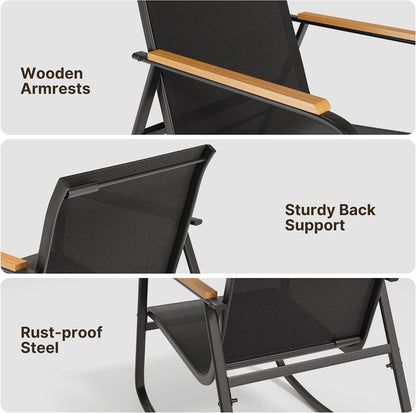 4-Piece Patio Furniture Set, Textilene Conversation Set, Black4