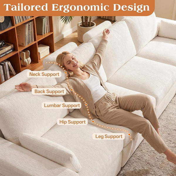 136" Cloud Modular Sectional Sofa with Detachable Seat Cushion5
