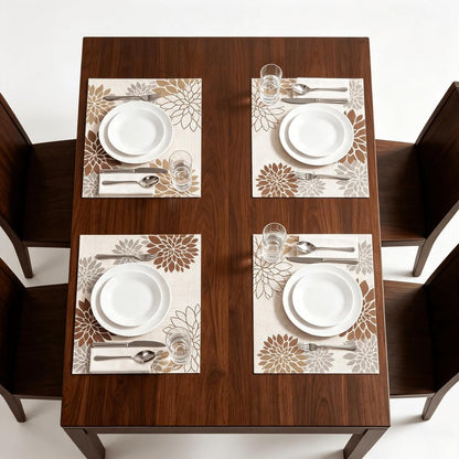 Linen Look Placemats Set of 4 Outdoor Waterproof Polyester 12X182