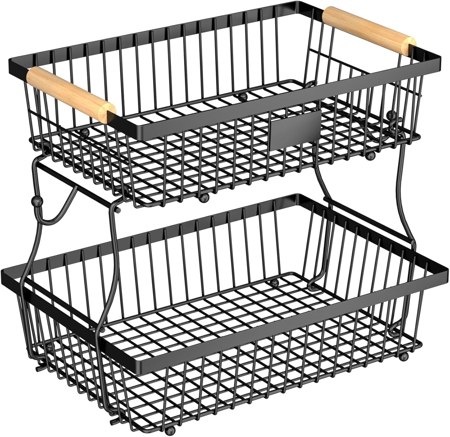 2-tier-fruit-basket-for-kitchen-counter-with-2-banana-hangers-countertop-metal-bread-basket-with-wooden-handle-large-storage-stand-for-vegetables-snacks-eggs-produce-storage-black