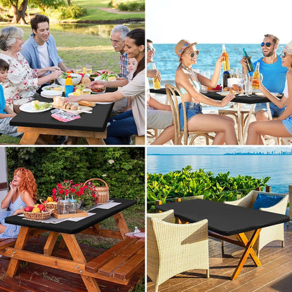 Rectangle Table Cloth Cover 6 Foot Black Elastic Fitted Tablecloth | Water-Resistant Polyester Tablecloth Fits 30" X 72" Folding Tables, Washable Table Protector for Picnic, Camping, Outdoor6