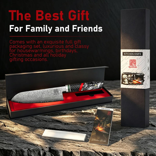 Damascus Santoku Knife - 7 Inch 67 Layers Damascus Chef Knife with Octagonal Resin Handle, Professional Japanese Knife for Meat, Fish & Vegetable Cutting, Razor Sharp Cooking Knives for Gift Idea9