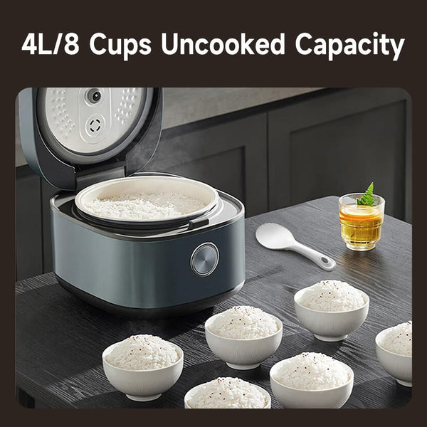 Midea 8 Cups Uncooked Rice Cooker, Non-Stick Ceramic Rice Cooker with Celadon Coated Inner Pot, 15 Smart Cooking Programs, 4L, MRD401T2BMB6