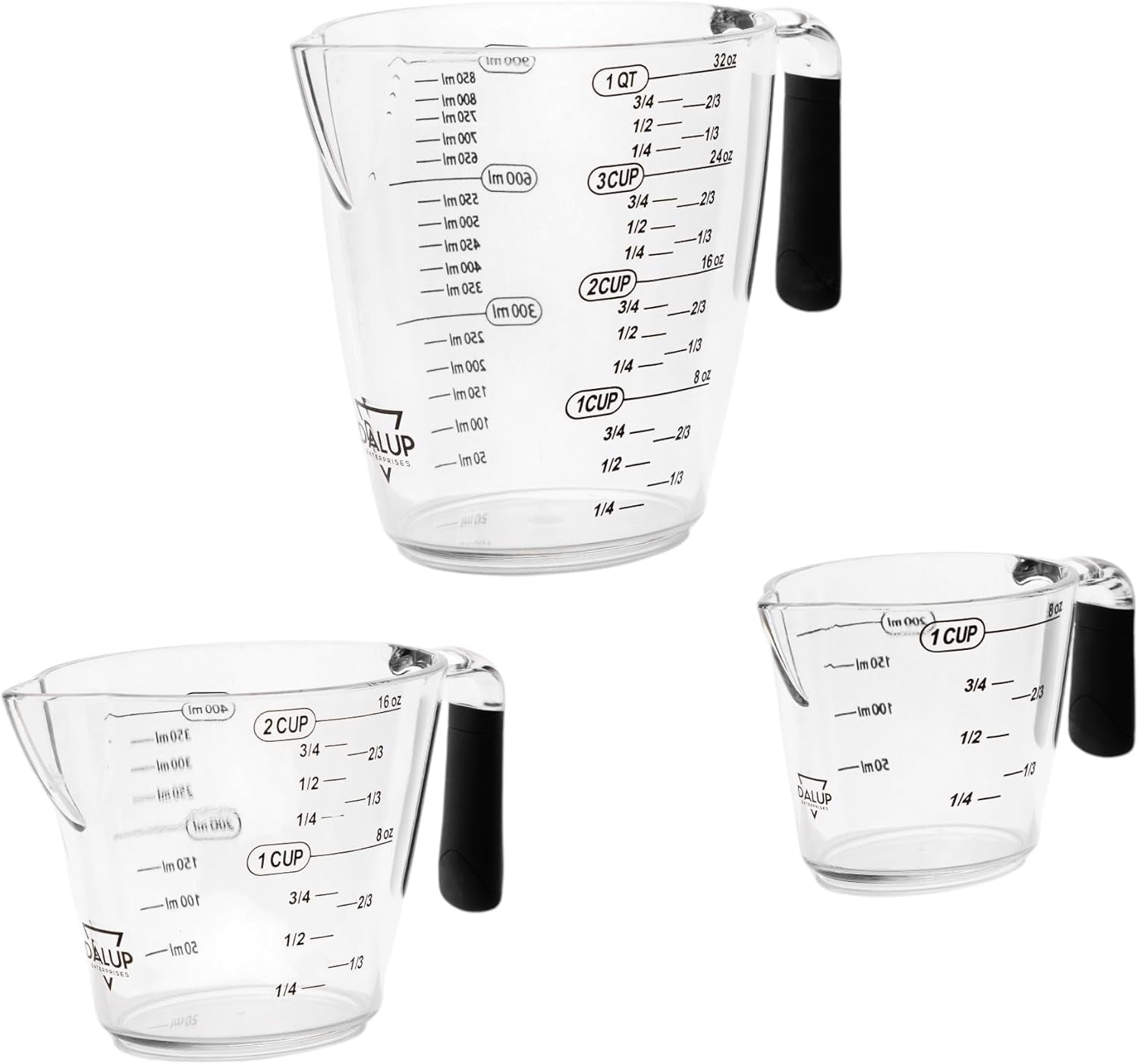 dalup-measuring-cup-set-clear-plastic-liquid-measuring-cups-8-16-32-oz-with-spout-non-slip-handle-3-piece-plastic-measuring-cup-set-for-liquids-dry-ingredients