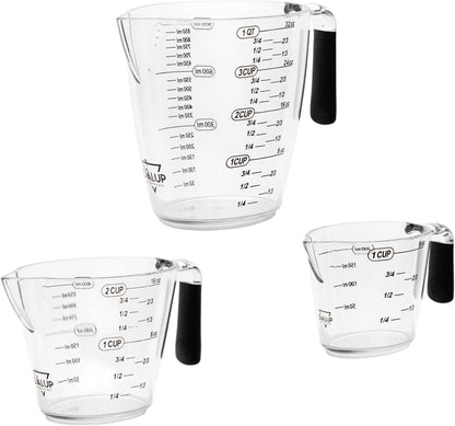 Dalup Measuring Cup Set – Clear Plastic Liquid Measuring Cups (8/16/32 Oz) with Spout & Non-Slip Handle | 3-Piece Plastic Measuring Cup Set for Liquids & Dry Ingredients1