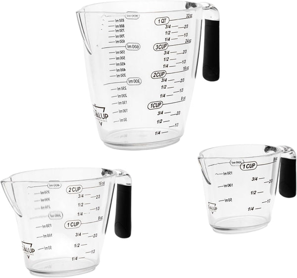 Dalup Measuring Cup Set – Clear Plastic Liquid Measuring Cups (8/16/32 Oz) with Spout & Non-Slip Handle | 3-Piece Plastic Measuring Cup Set for Liquids & Dry Ingredients1