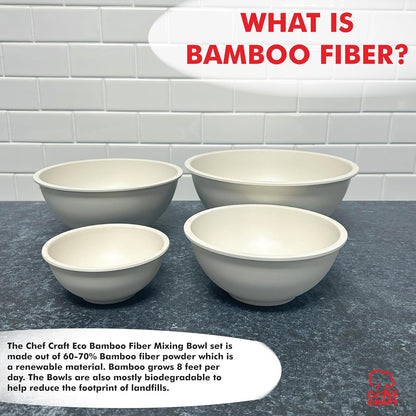 Eco Bamboo Fiber Mixing Bowl Set, 4 Piece, Natural3