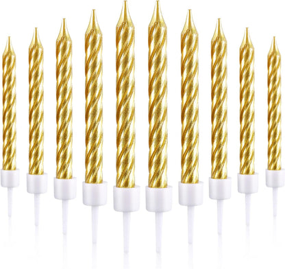 50 Pcs Gold Spiral Birthday Candles, Metallic Cake1