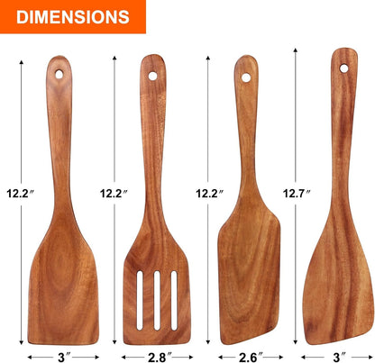 Non Toxic Wooden Spatula for Cooking Utensil Set Teak Kitchen Cooking Spoon4