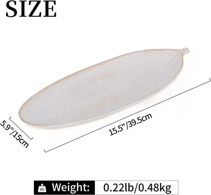 Leaf Wooden Decorative Tray, Wood Key Bowl for Entryway Table Decor | 16" Leaf Shaped Wooden Bowl Boho Decor for Living Room Console Table4