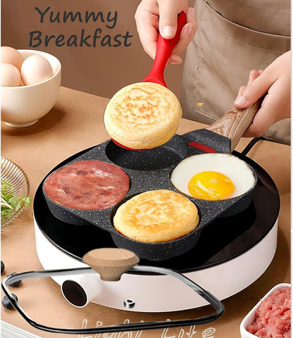 Egg Pan with Lid 4-Cup Nonstick, and Healthy Granite Egg Frying Pan, Versatile Breakfast Skillet for Eggs, Pancakes, Plett, Crepes, Compatible with Gas Stove and Induction Cooktop3