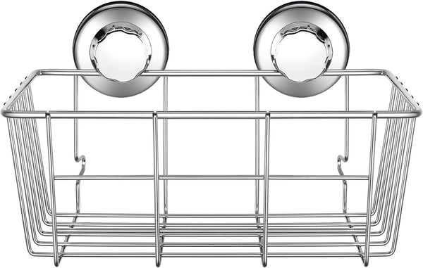 Suction Cup Deep Shower Caddy Bath Organizer Wall Shelf for Large Shampoo Gel Holder Bathroom Accessories Storage -Rustproof 304 Stainless Steel, 2-Pack2