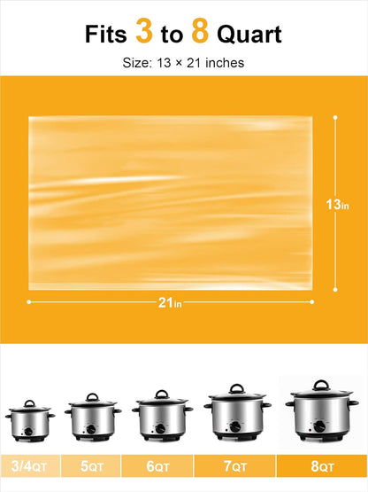 Slow Cooker Liners, Large Size 13"X 21" 60 Liners | Disposable Cooking Bags Fit 3QT to 8QT for Slow Cooker, Cooking Trays, Suitable for Oval & round Pots2