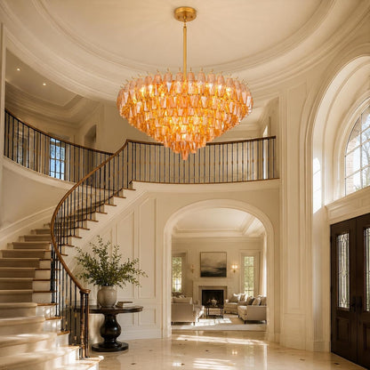 36" Modern round Amber Crystal Chandelier, 8-Tier Large Luxury Brass 20-Light Chandelier for Dining Room, High Ceiling Foyer & Staircase, Warm Golden Glow for Cozy Winter Nights6