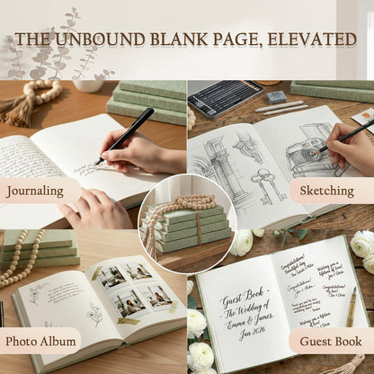 Decorative Books for Home Decor-Set of 4 Real Linen Decorative Books, Stacked Books with Wood Bead Garland, Jute Twine & Satin Ribbon, Neutral Modern Farmhouse & Boho Shelf Decor (Sage)4