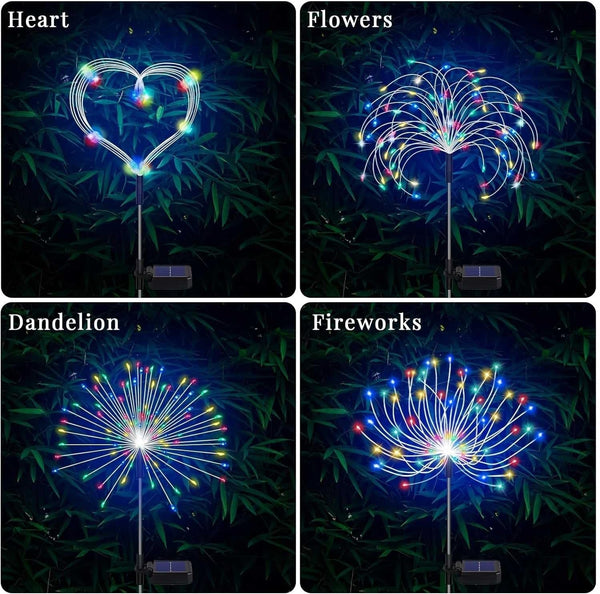 Solar Garden Lights - 4 Pack 120 LED Starburst Lights, Outdoor Waterproof, 18 Hrs Working Time, Decor for Courtyard, Garden, Christmas Party (Warm White) (Colorful)3