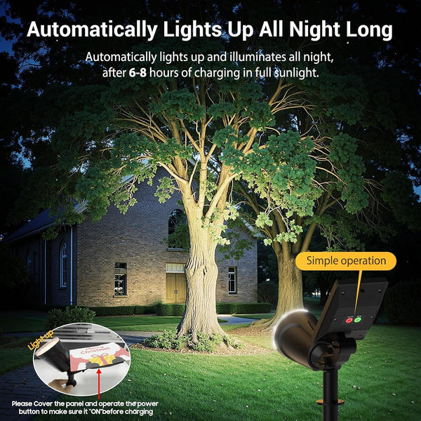 Solar Spot Lights Outdoor Cool White, 1000LM Big Adjustable Solar Lights Outdoor Waterproof, 2-In-1 Bright Solar Powered Spotlights Landscape Lighting for Garden, Yard, Pathway, Tree, Flag3