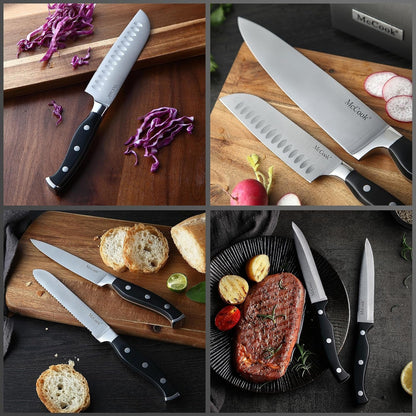 ® Knife Sets,German Stainless Steel Kitchen Knife Block Set with Built-In Sharpener7