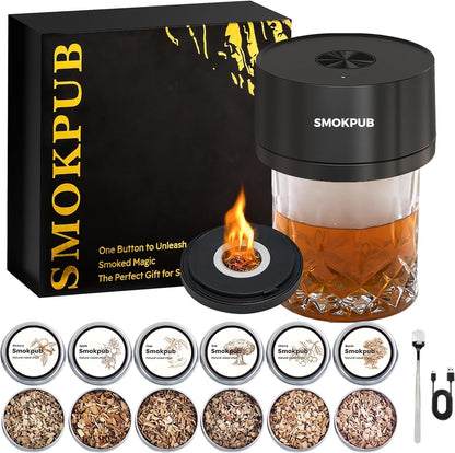 Electric Whiskey Smoker Kit, Cocktail Smoker with Heating System | No Butane Needed, 6 Wood Chips for Old Fashioned Drink Smoker Kit, Ideal Bourbon Whiskey Gift for Men, Dad and Husband1