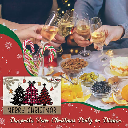 Red Black Buffalo Plaid Tree Merry Christmas Placemats Set of 44