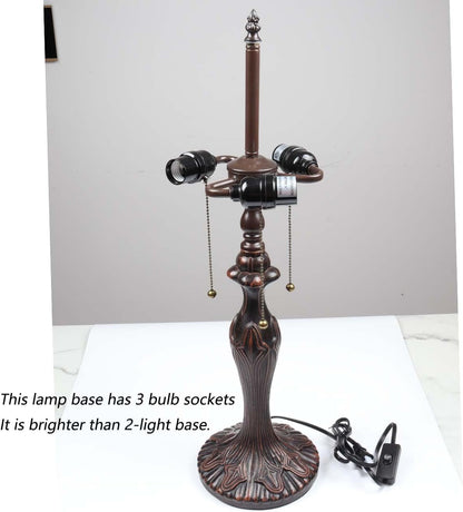 B10024 Antique Metal Table Lamp Base with 3-Light Sockets (Brown, 7" Wx25 H)7