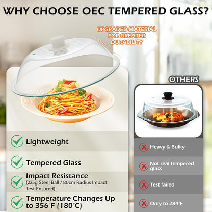 Lighter Weight Tempered Glass Microwave Splatter Cover - 11.5 Inch | Inner Diameter 10.6” - Heat-Resistant Durable Glass Lid with Vent, Silicone Knob, Dishwasher Safe, 100% Food Grade, BPA Free7