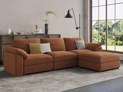 Brown Sectional Modular Sofa,Comfortable Oversized L Shape Sectional Couch Wide Deep Seat Sectional Sofa4