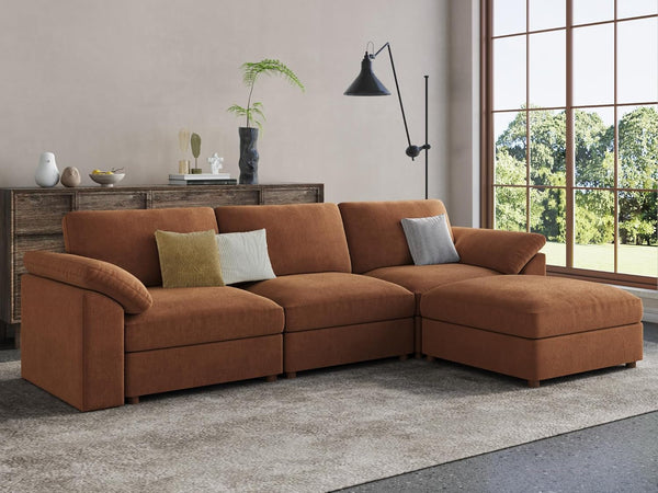 Brown Sectional Modular Sofa,Comfortable Oversized L Shape Sectional Couch Wide Deep Seat Sectional Sofa4